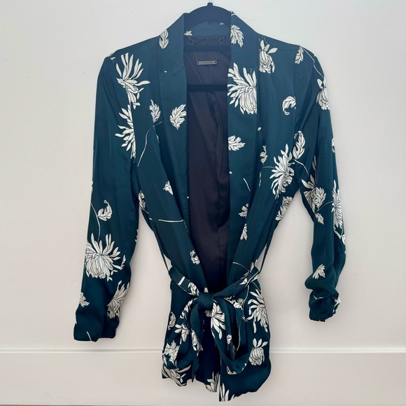 Anthropologie Silk Floral Robe/Jacket Green - Picture 3 of 5